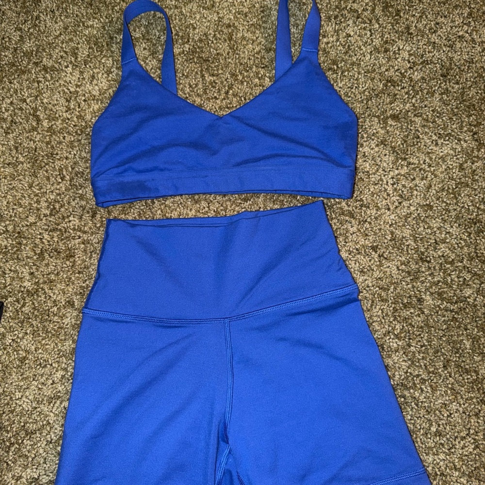 Blue Sports Bra and Shorts Set